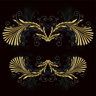 金色华丽对称花纹装饰图案