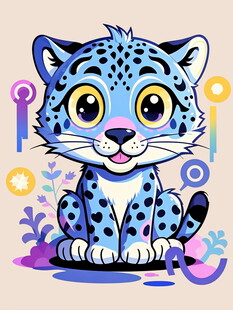 可爱蓝豹卡通形象