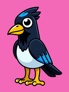 卡通蓝黑小鸟