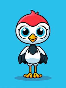 可爱红冠小鸟卡通形象