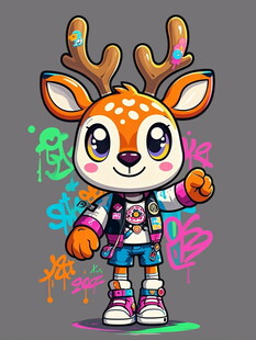 潮酷小鹿女孩卡通形象