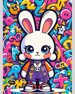 可爱兔子潮玩形象插画