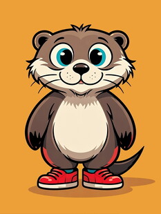 穿红鞋的可爱水獭