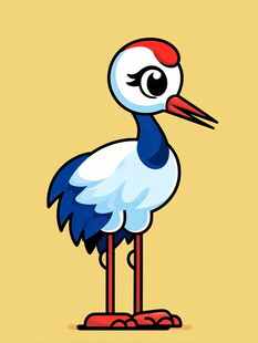 卡通形象的丹顶鹤