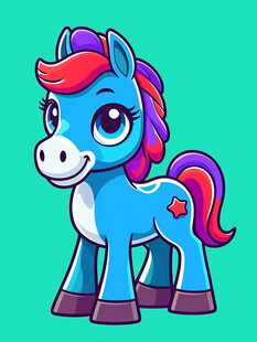 可爱彩色小马卡通形象