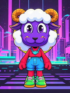 紫色小羊卡通形象