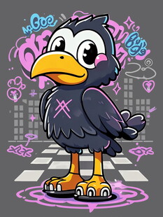 卡通乌鸦插画时尚潮流风