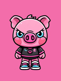 粉色酷萌小猪卡通形象