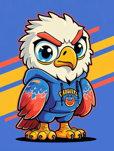 卡通老鹰形象身着运动服