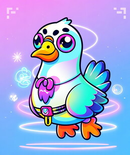 梦幻彩羽小鸟持魔法棒