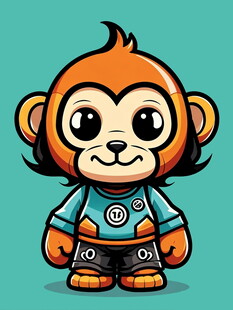 卡通小猴穿宇航服形象