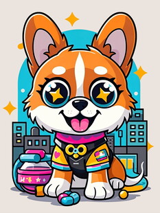 时尚萌趣柯基的城市生活