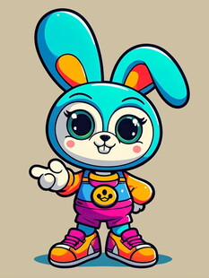 可爱卡通兔子指向一侧