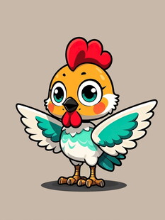 可爱卡通小公鸡展翅