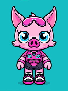 时尚可爱的卡通小猪形象