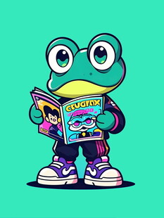 看书的潮酷青蛙形象