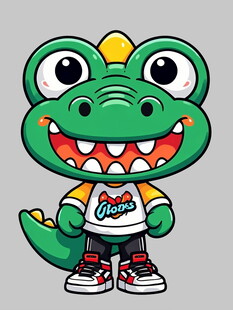 嘻哈风卡通鳄鱼形象
