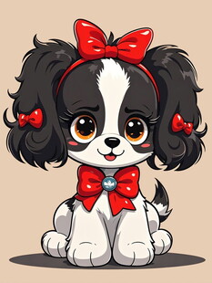 可爱蝴蝶结小狗卡通形象