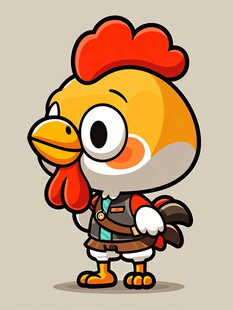 卡通公鸡形象身着服饰