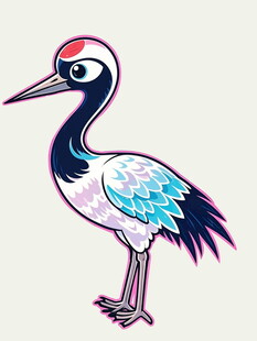 手绘丹顶鹤插画