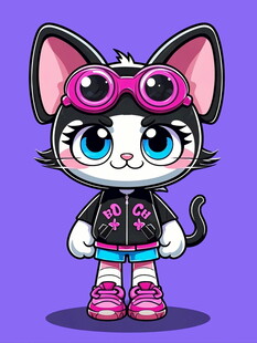 时尚猫耳女孩卡通形象