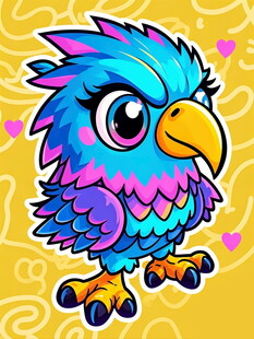 彩色萌趣鹦鹉卡通形象
