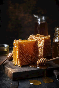 蜂巢与蜂蜜的诱人展示