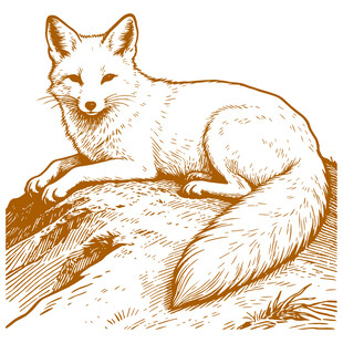 卧于石上的优雅狐狸