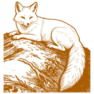 岩石上休憩的白狐