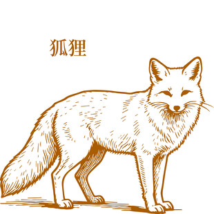 手绘站立狐狸形象