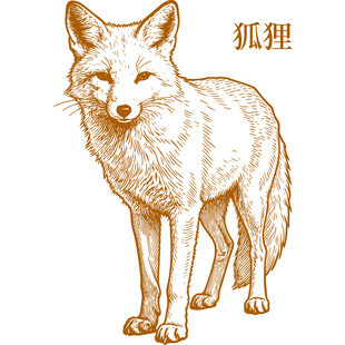 站立的狐狸插画