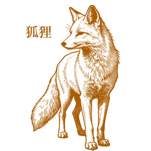 站立的狐狸插画