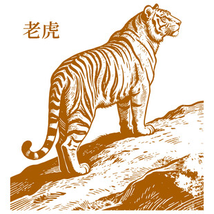 站立的老虎插画
