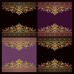 紫色背景金色花纹图案