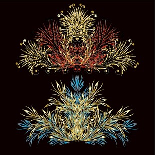 华丽多彩植物装饰图案