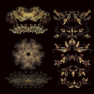 金色华丽复古装饰花纹集合