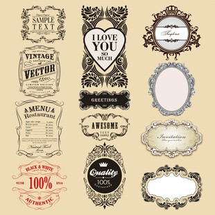 复古精美标签徽章集合