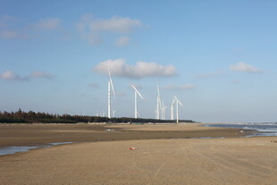 海边风力发电机组景观