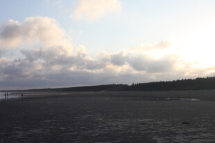 黄昏下的开阔原野与云层