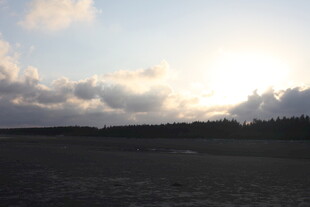 夕阳下的旷野与天际云彩