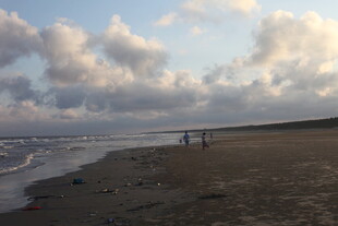 海边黄昏漫步场景