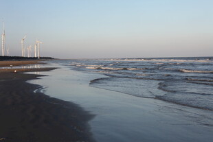 海边夕阳下的静谧滩涂