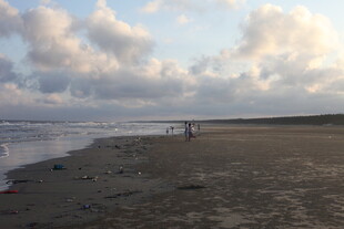 海边黄昏漫步场景