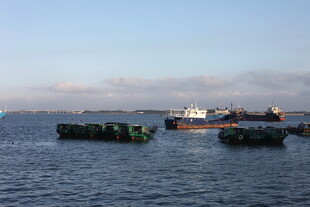 海上船只与浮筒景观