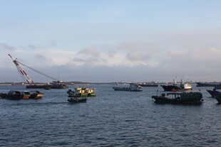 海上作业船只场景