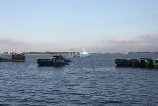 海上船只与浮台景观