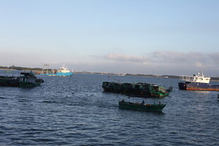 海上船只与养殖设施景观