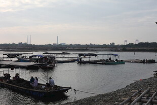 江边停泊的船只景象