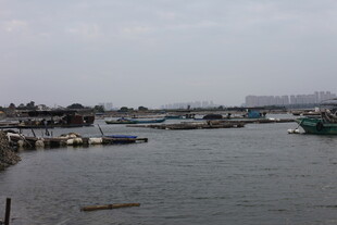 宁静水边码头景象