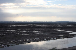 黄昏下的河流与开阔地貌